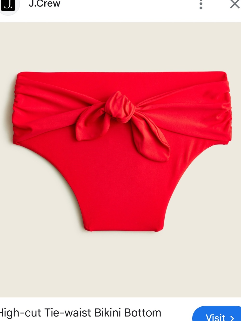 J. Crew Red Tie-Front High-Cut Bikini Bottom